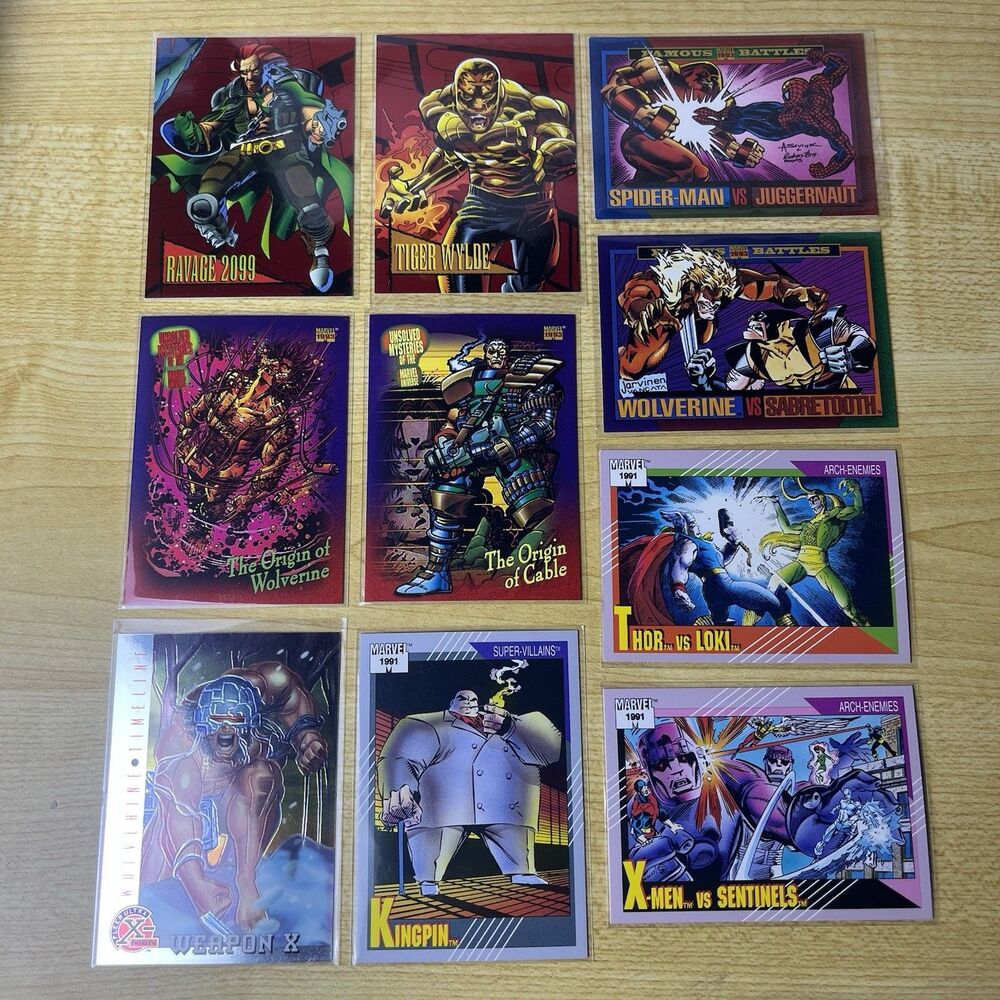 1991-1993 Marvel Universe Trading Card Lot - Wolverine, Spider-Man, Cable, Thor